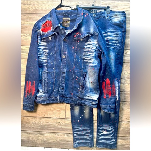 Jewel House Jean Jacket Mens Button Flap Pocket XL Sz 36 Jeans - Picture 1 of 16